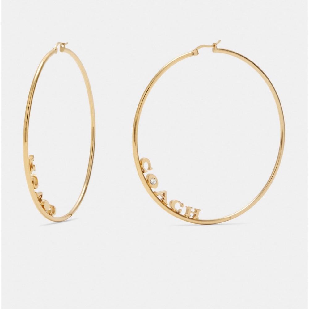 EUC Coach x Jennifer Lopez “Coach” script gold hoops